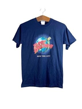 Vintage Planet Hollywood New York City Navy Blue T-Shirt Size S 90s Y2K Unisex